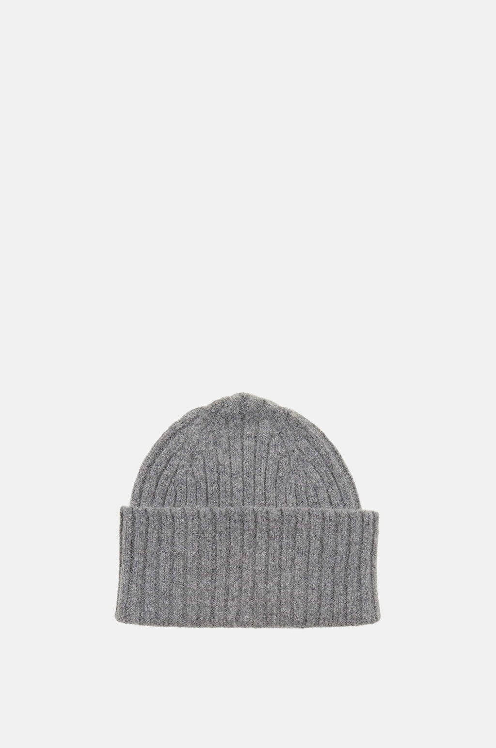 Drake's Lambswool Ribbed Knit Beanie Grey.