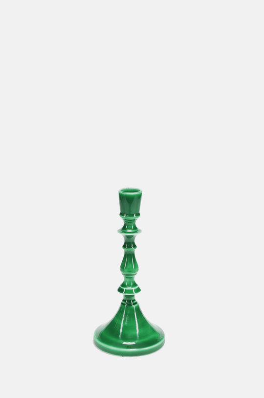 Enamel Candlestick 19cm Dark Green