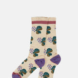 Exquisite J Berries Subtle Stripe Socks Cream.