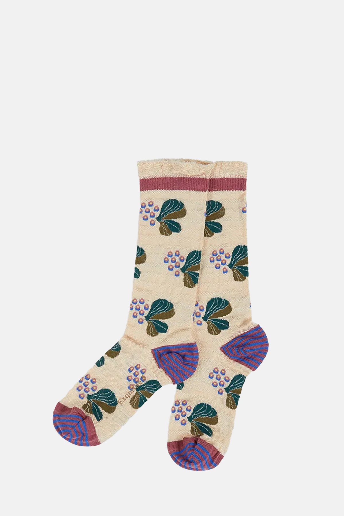 Exquisite J Berries Subtle Stripe Socks Cream.