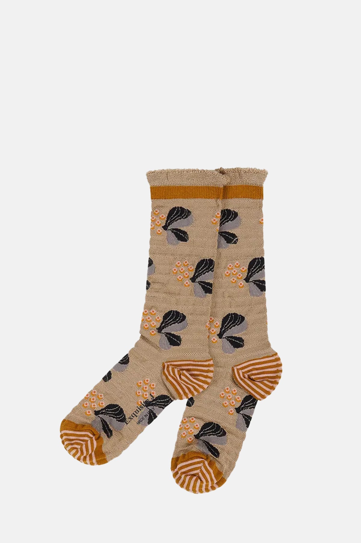 Exquisite J Berries Subtle Stripe Socks Gold.