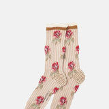 Exquisite J Floral Stripe Socks Blush.