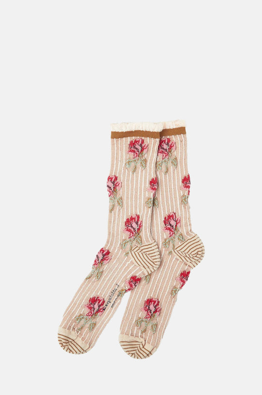 Floral Stripe Socks Blush