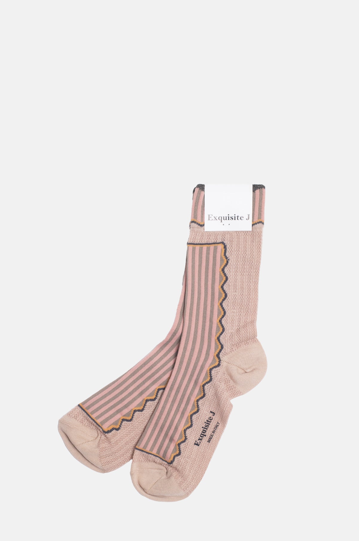 Exquisite J Stripe and Wiggle Socks Pink.