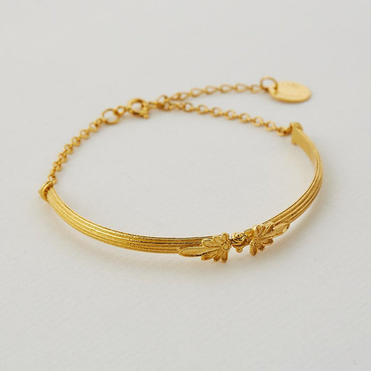A.M. Hinged Column Bracelet with Ornate Detailing Gold