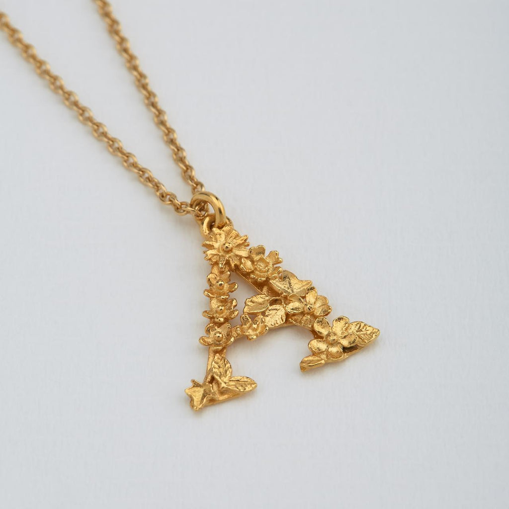 A.M. Floral Alphabet A Necklace Gold