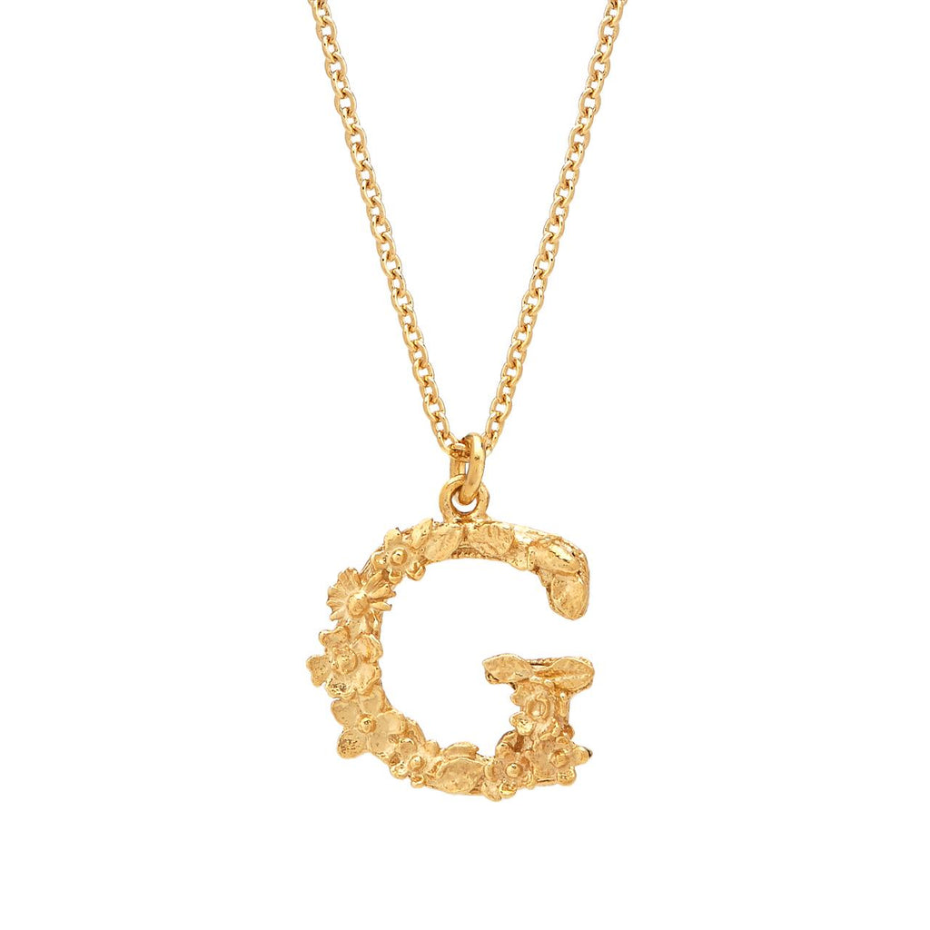 A.M. Floral Alphabet G Necklace Gold