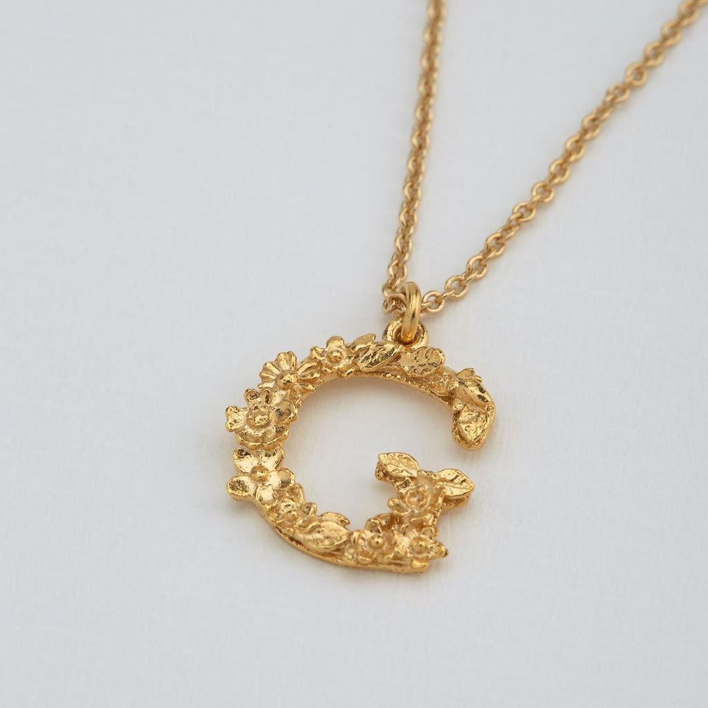 A.M. Floral Alphabet G Necklace Gold
