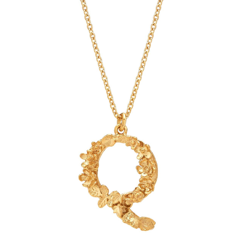 A.M. Floral Alphabet Q Necklace Gold