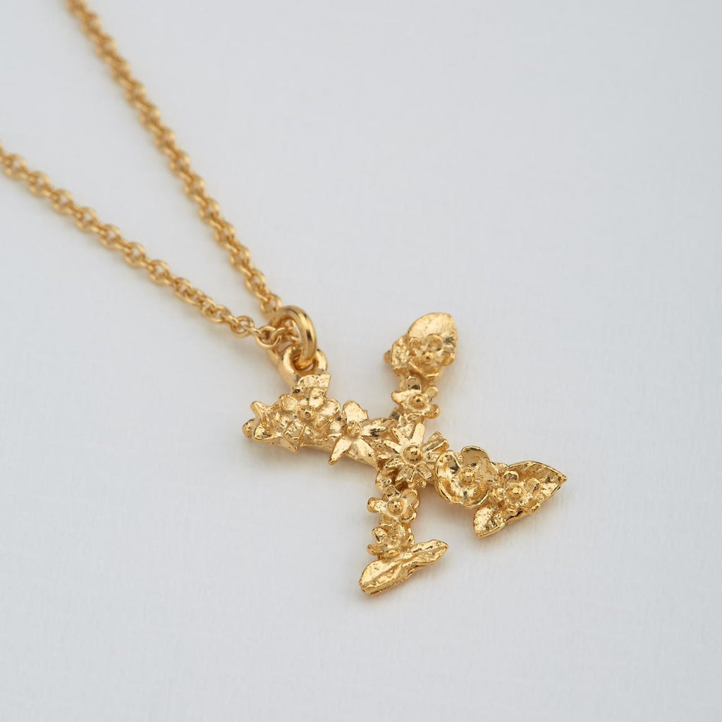 A.M. Floral Alphabet X Necklace Gold