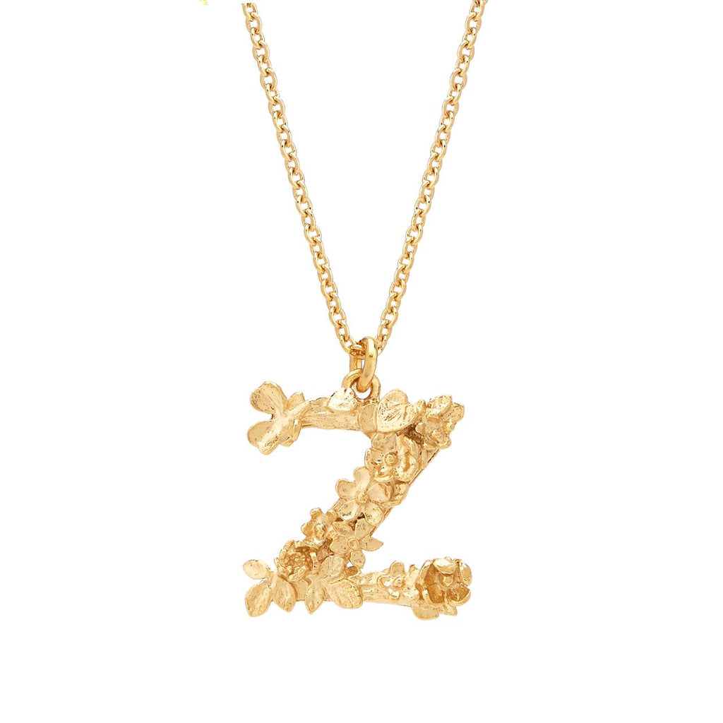 A.M. Floral Alphabet Z Necklace Gold