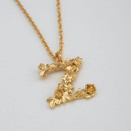 A.M. Floral Alphabet Z Necklace Gold