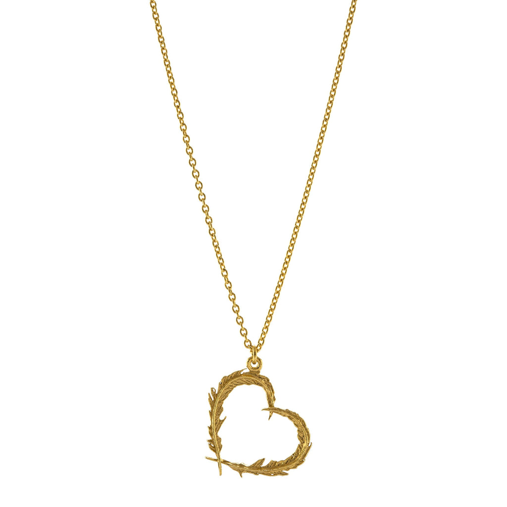 A.M. Delicate Feather Heart Necklace Gold