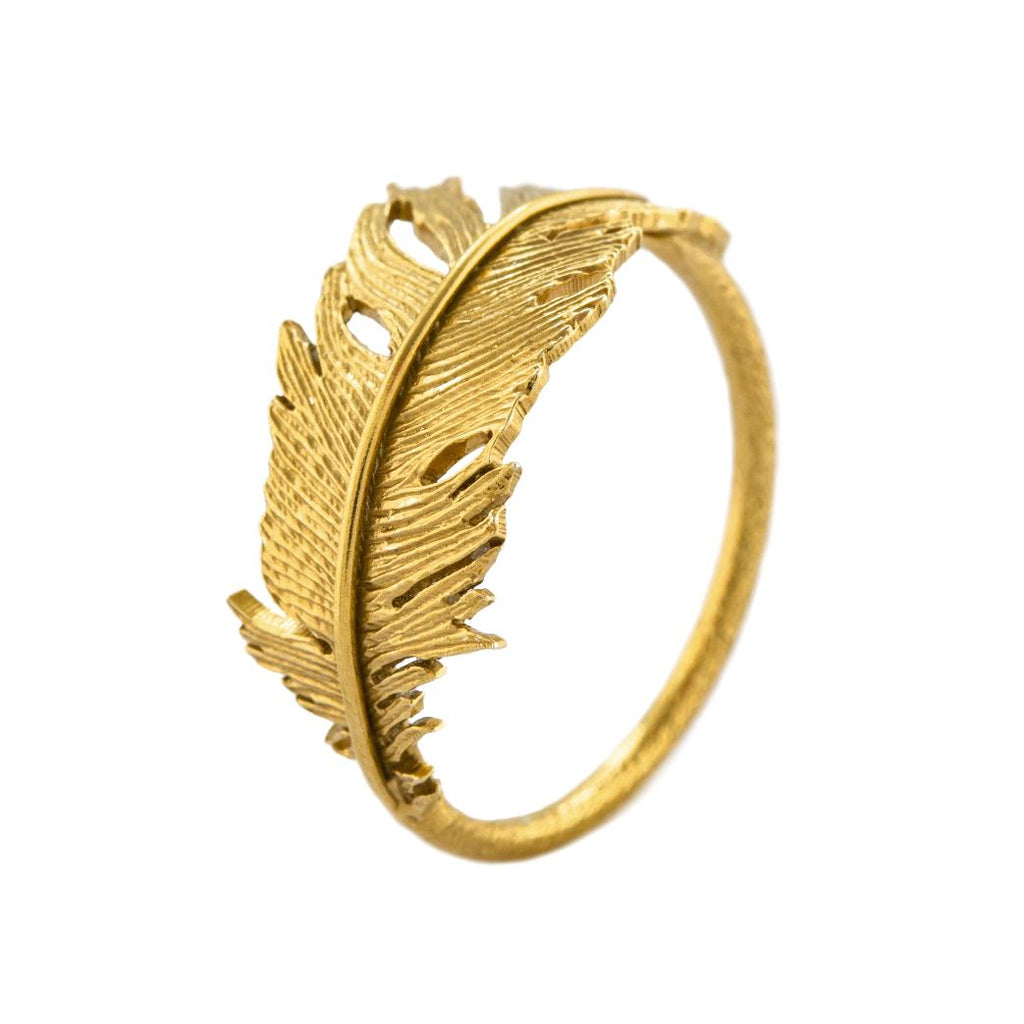 A.M. Wrapped Feather Ring Gold