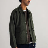 Cropped Winter Coat Olive Brushed Wool