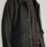 Cropped Winter Coat Olive Brushed Wool