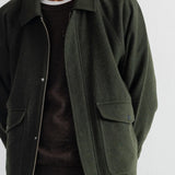 Cropped Winter Coat Olive Brushed Wool