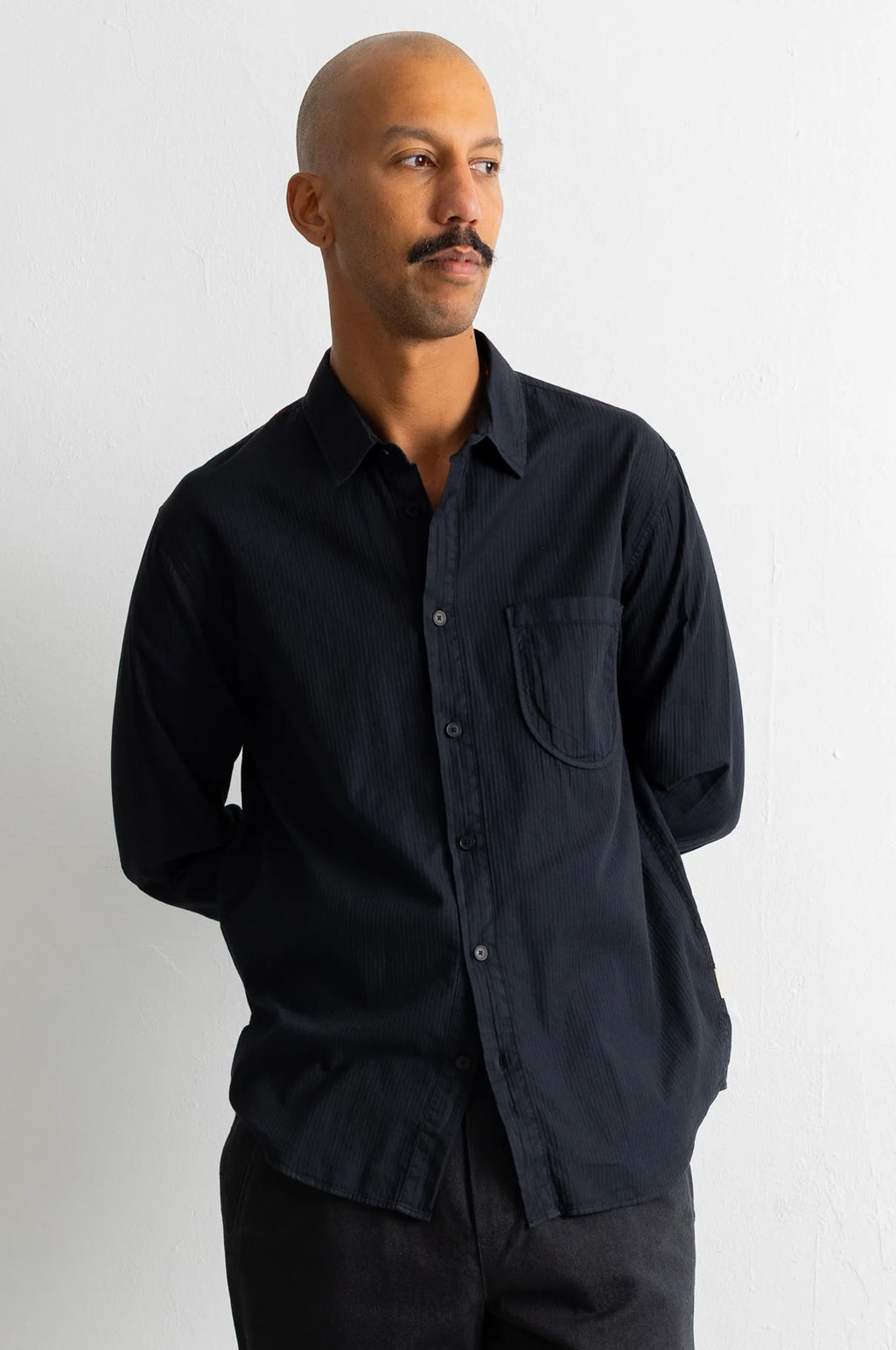 Herringbone Curve Shirt Soft Black