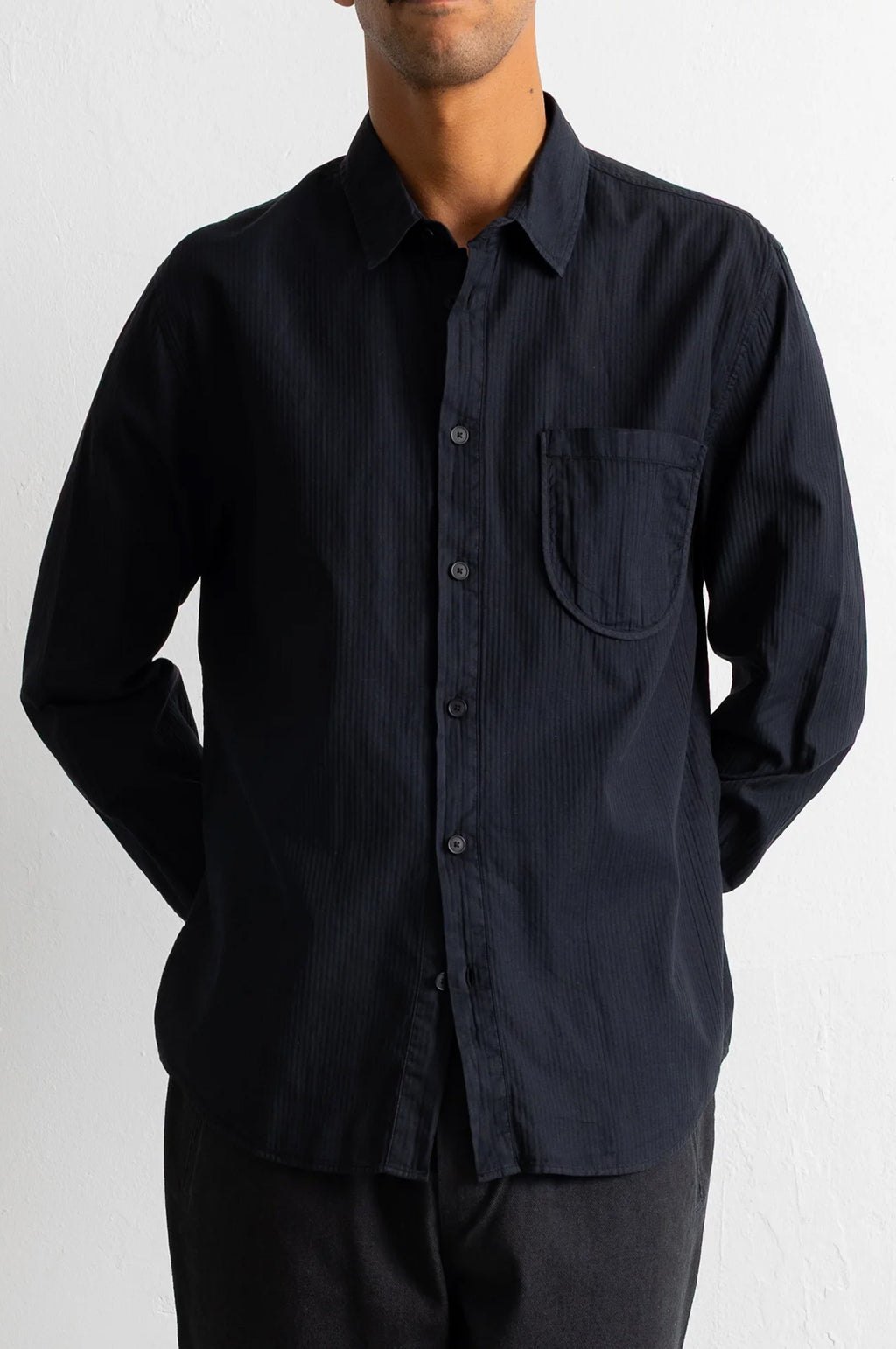 Herringbone Curve Shirt Soft Black