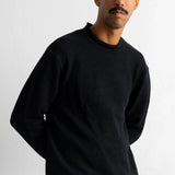 Slouch Crew Black Charcoal Cast Intarsia