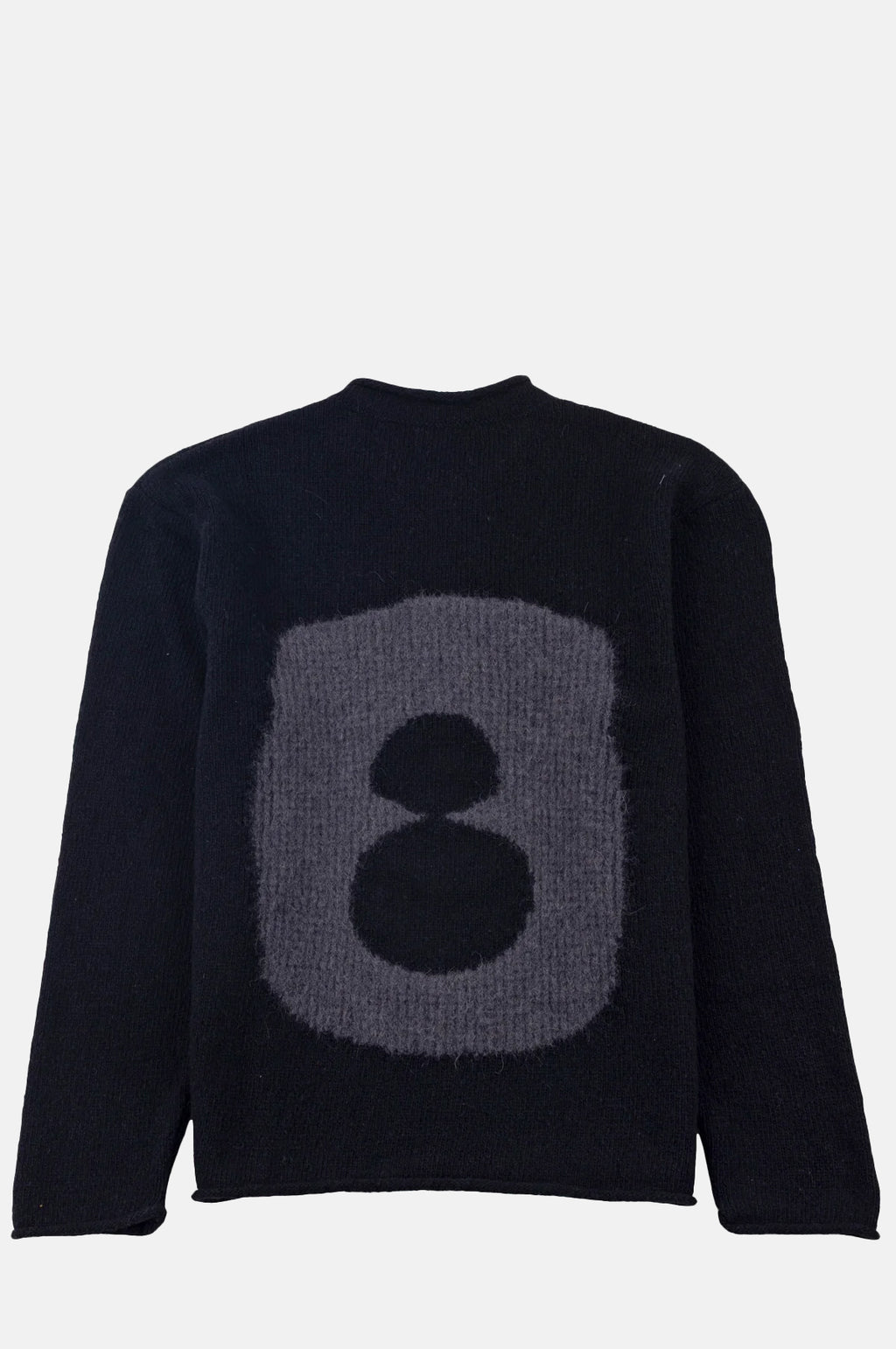 Slouch Crew Black Charcoal Cast Intarsia