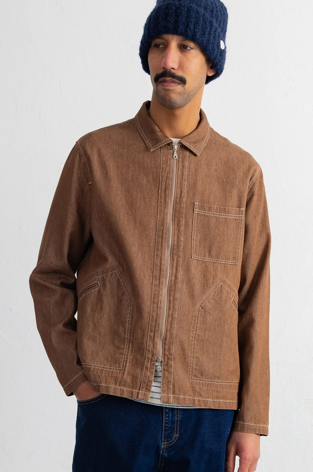 Zip Overshirt Mink Twill Denim