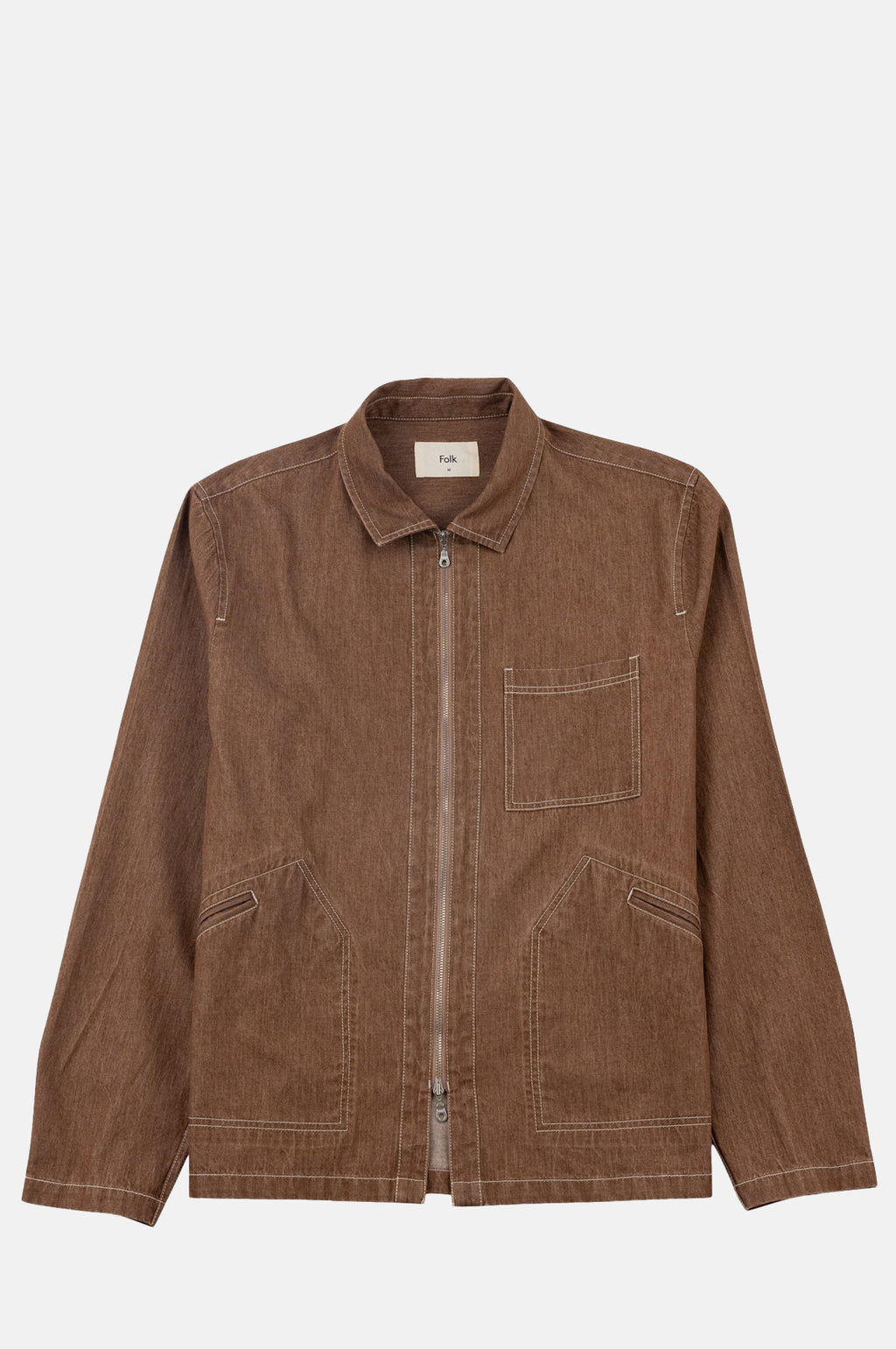 Folk Zip Overshirt Mink Twill Denim.