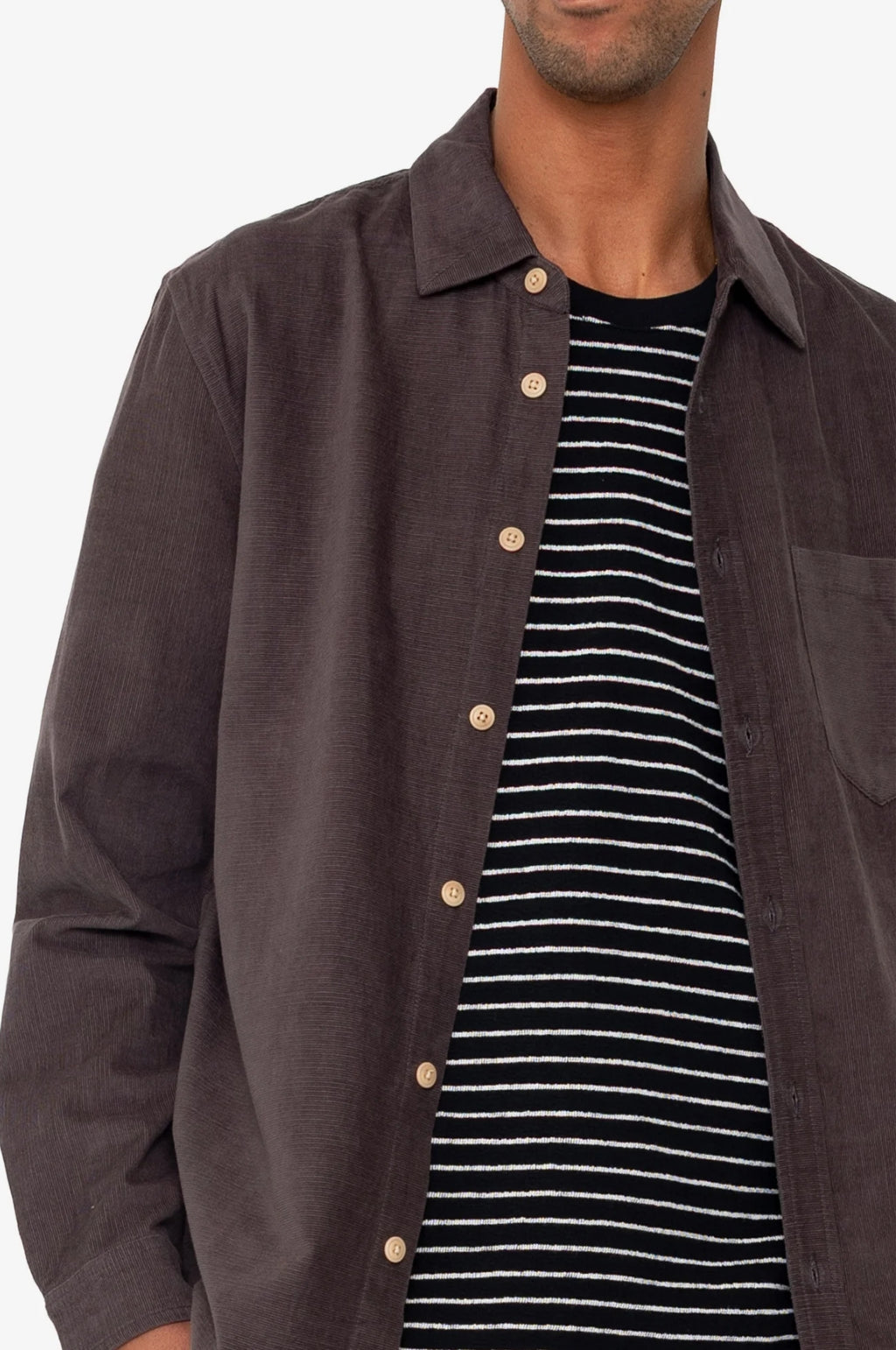 Direction Babycord Shirt Black Grape