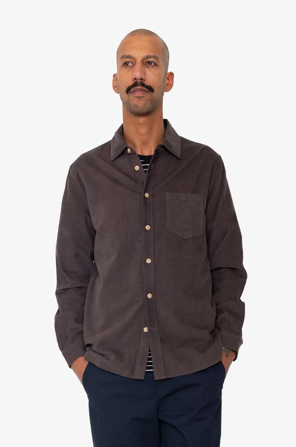 Direction Babycord Shirt Black Grape