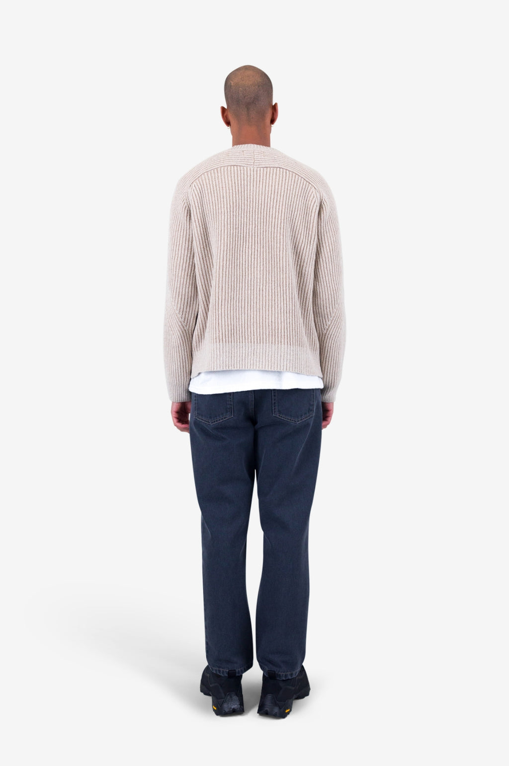 Plated Rib Crew Stone Ecru