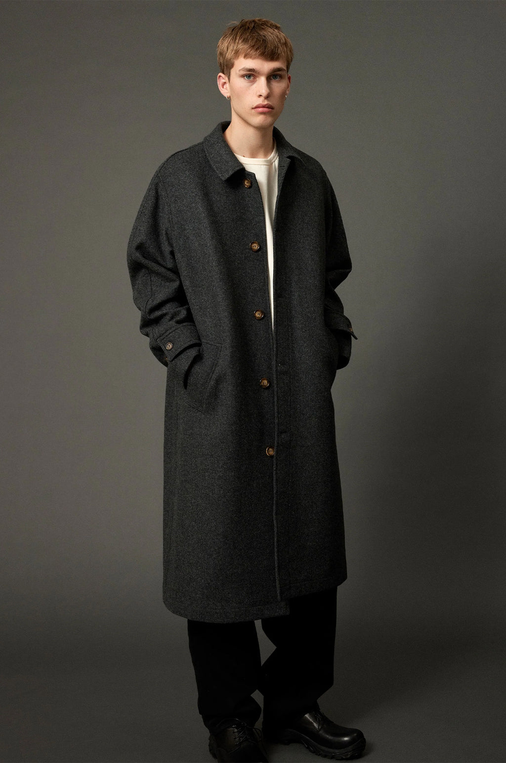 Pine Wool Coat Grey Herringbone