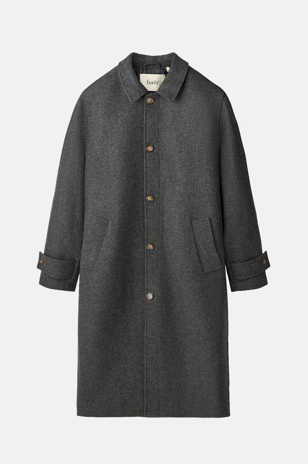 Foret Pine Wool Coat Grey Herringbone.
