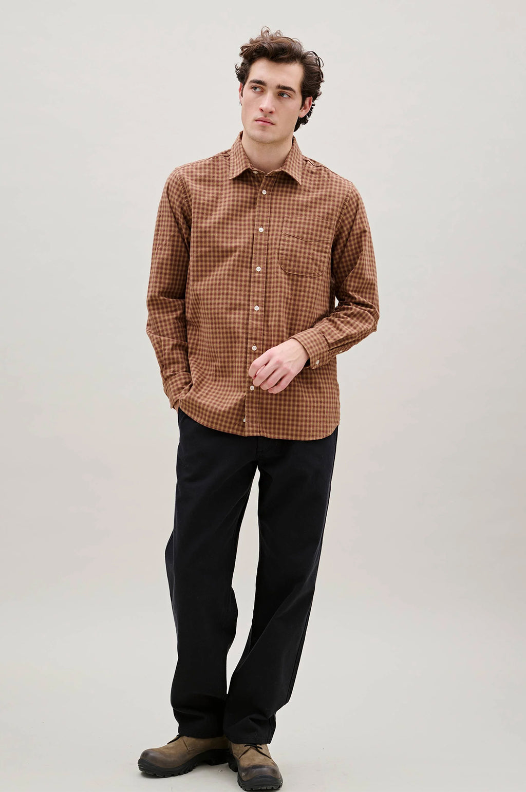 Ridge Flannel Regular Fit Check Shirt Rust Check