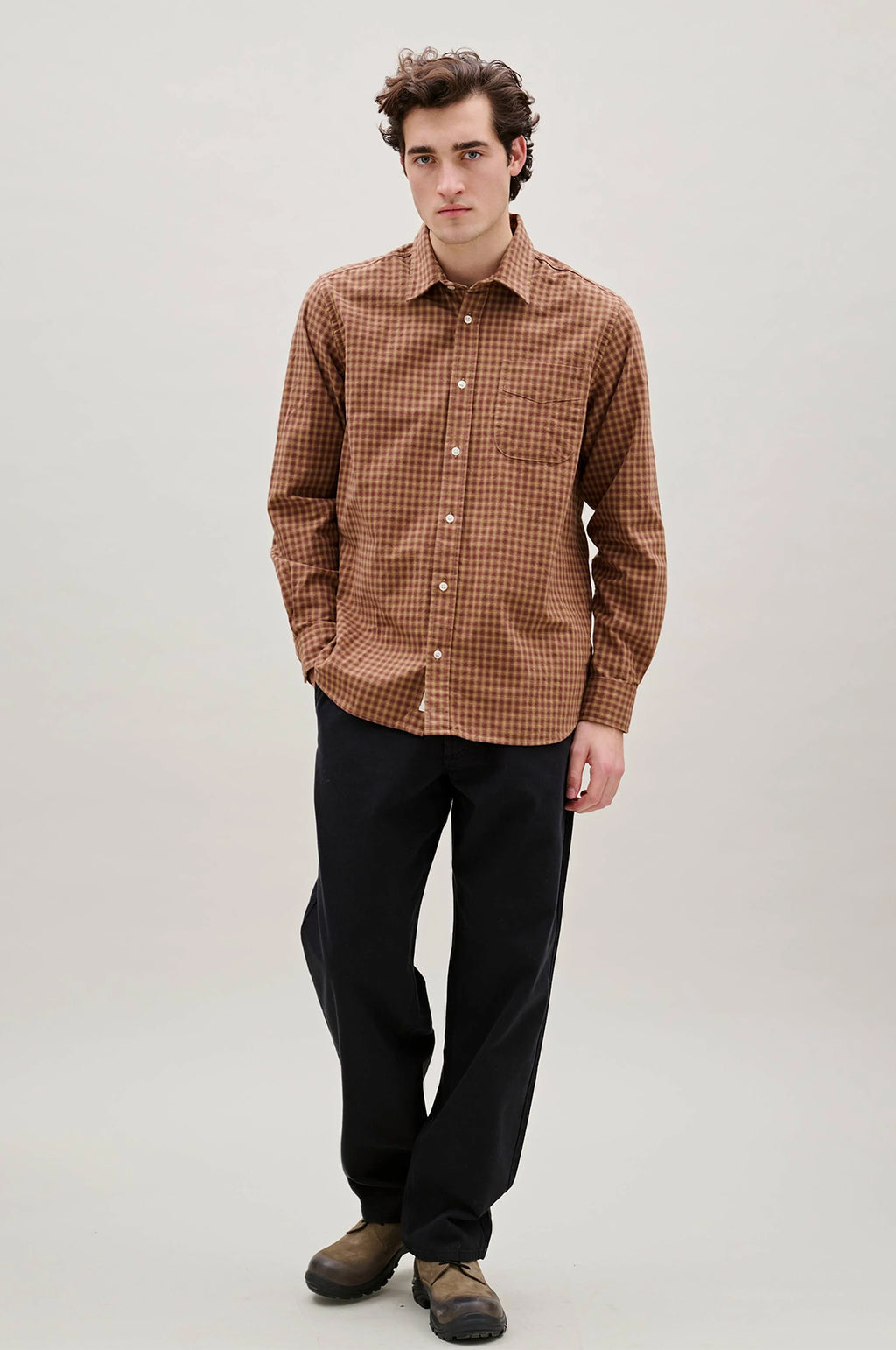 Ridge Flannel Regular Fit Check Shirt Rust Check