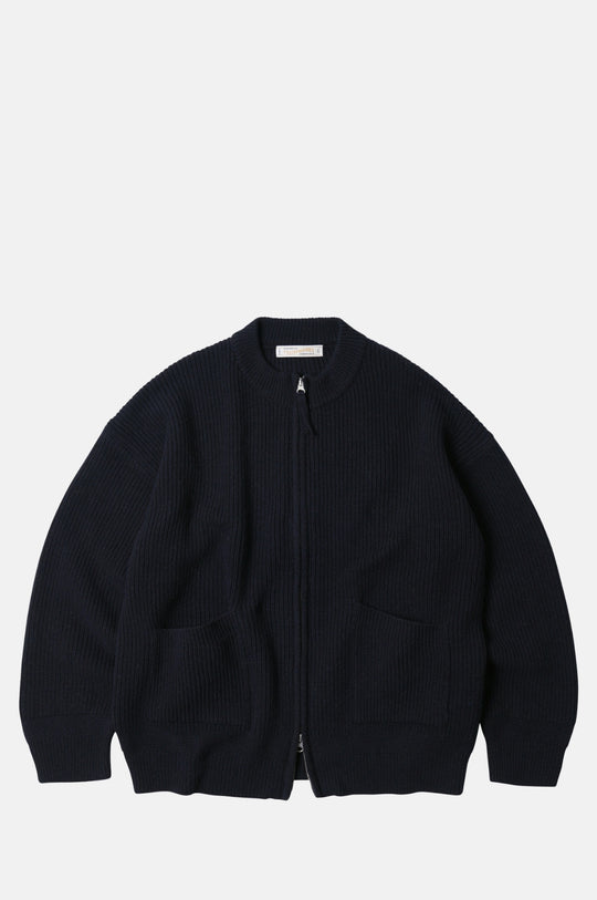 Wool Deck Zipup Cardigan Navy