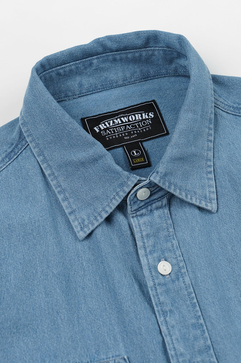 Bleach Denim Utility Shirt Mid Blue