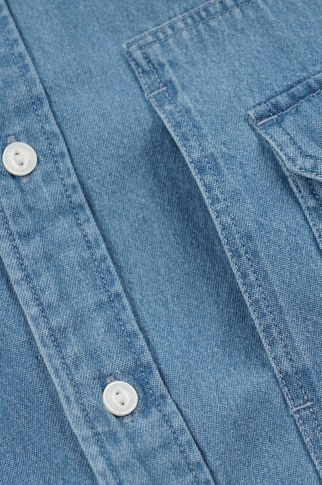 Bleach Denim Utility Shirt Mid Blue