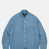 Frizmworks Bleach Denim Utility Shirt Mid Blue.