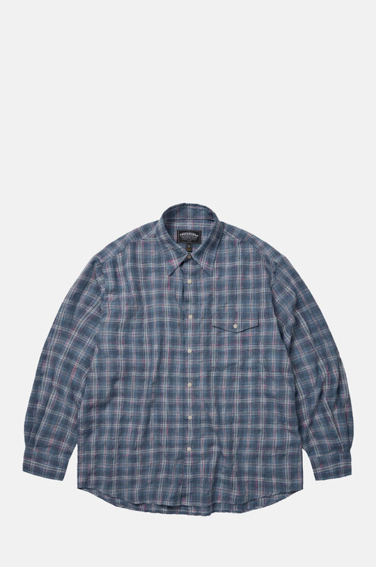 Uneven Check Shirt Blue