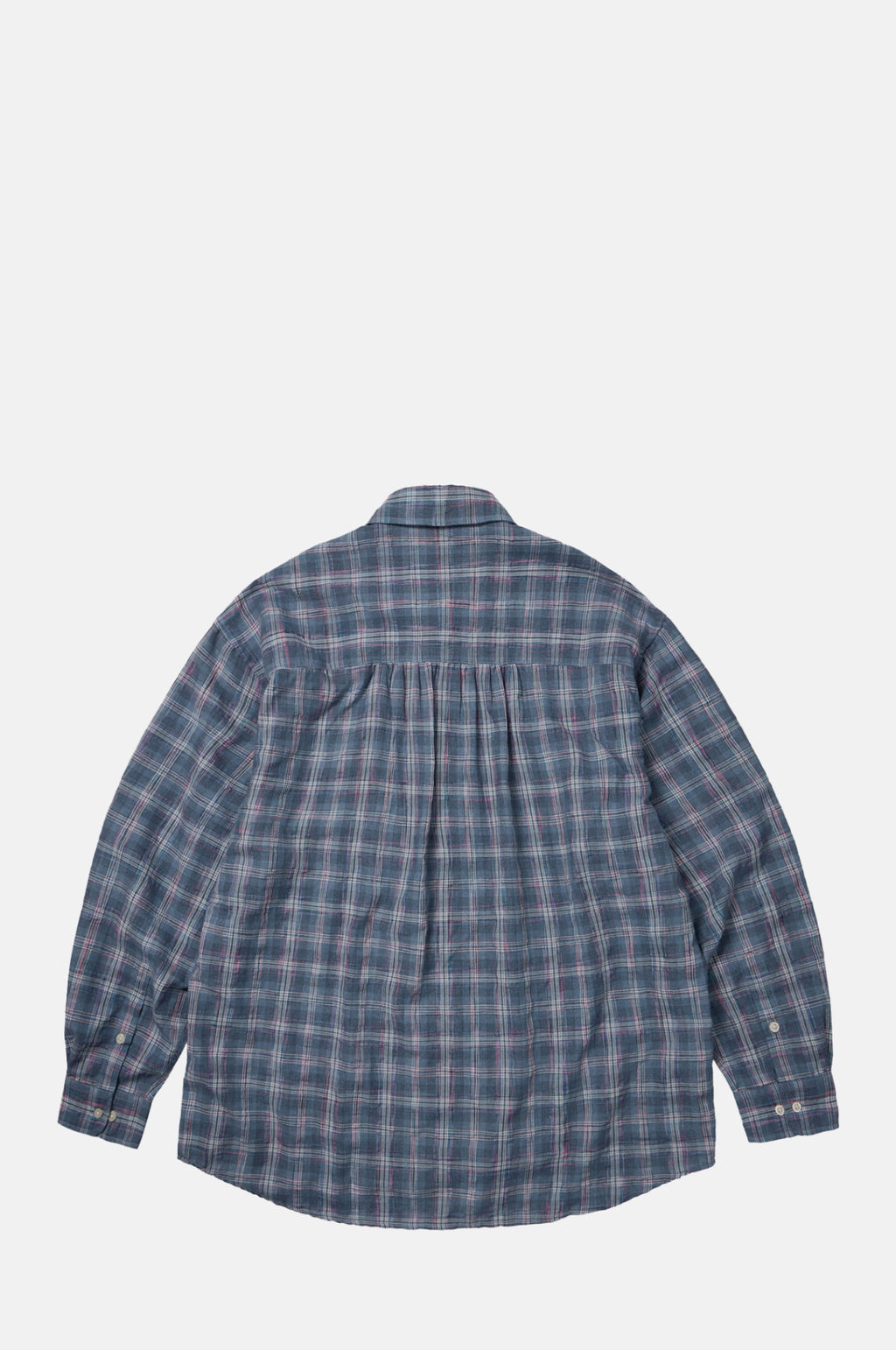 Uneven Check Shirt Blue