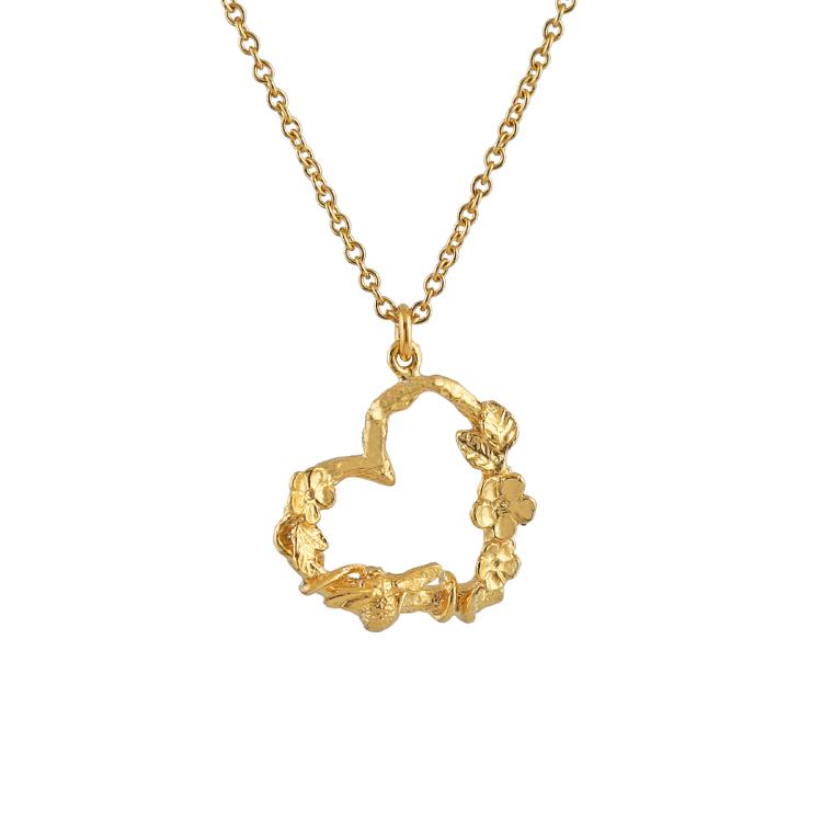 A.M. Floral Heart Necklace with Itsy Bitsy Bee Gold