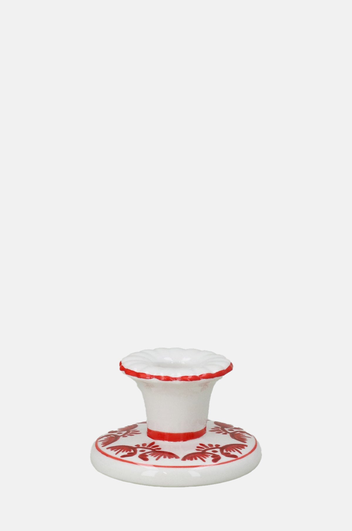 Gisela Graham Red Folk Ceramic Candlestick.