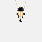Grainne Morton Cloud and Rain Chain Drop Jet Necklace.