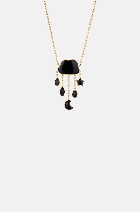 Cloud and Rain Chain Drop Jet Necklace