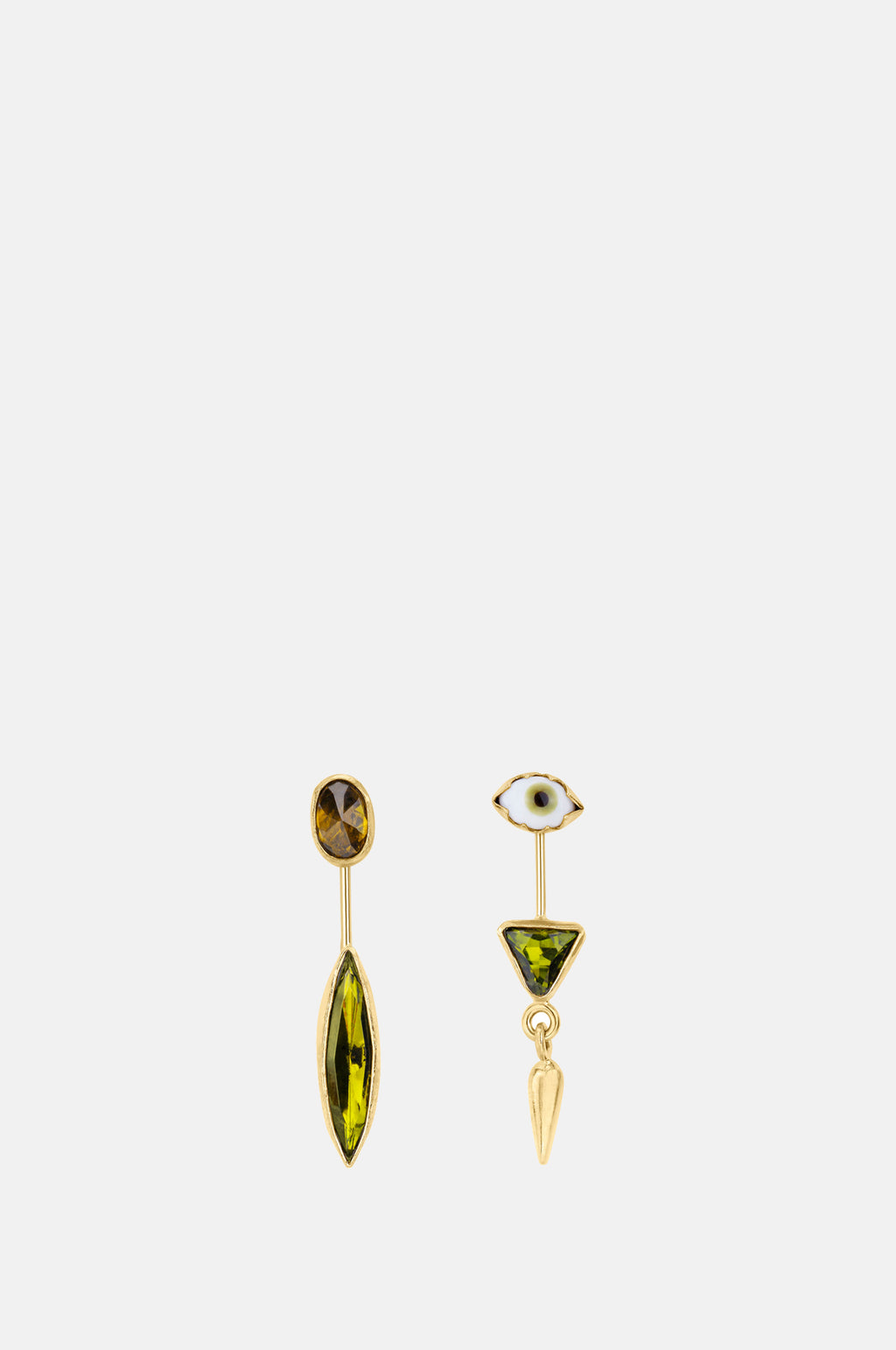 Grainne Morton Detachable Victorian Drop Green Eye Earrings.