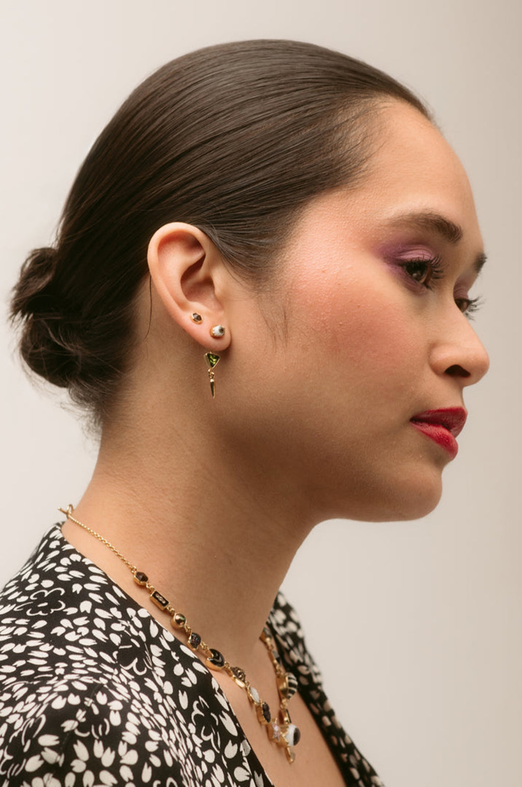 Detachable Victorian Drop Green Eye Earrings