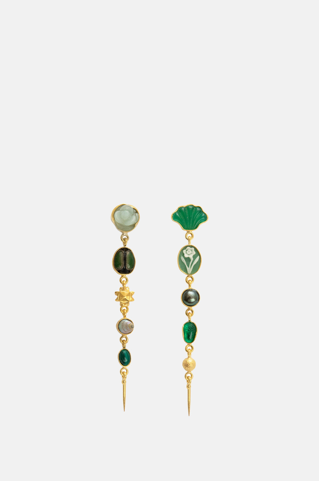 Grainne Morton Five Charm with Victorian Drop Jade Earrings.