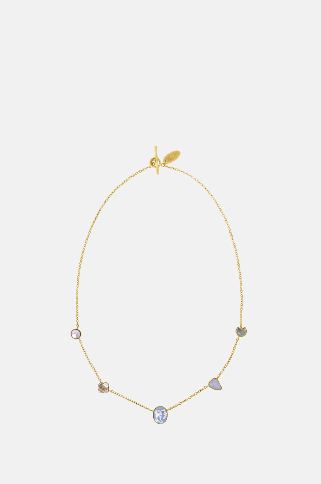 Grainne Morton Five Mini Charm Blue Cameo Necklace.