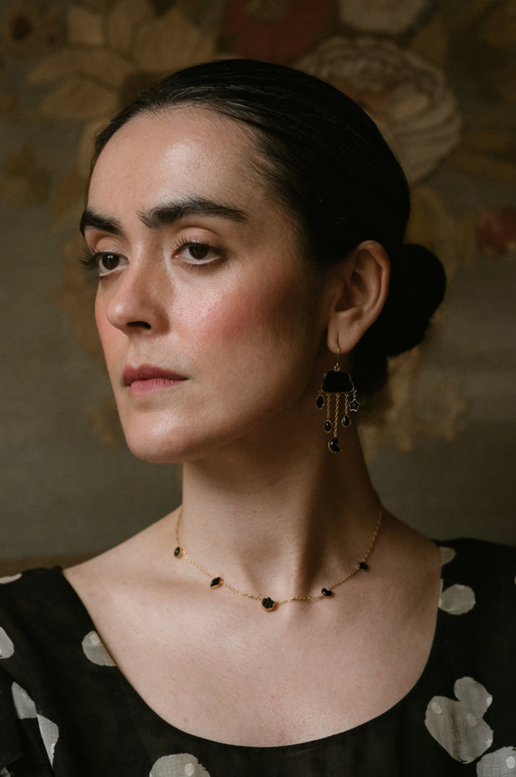 Five Mini Charm Jet Necklace