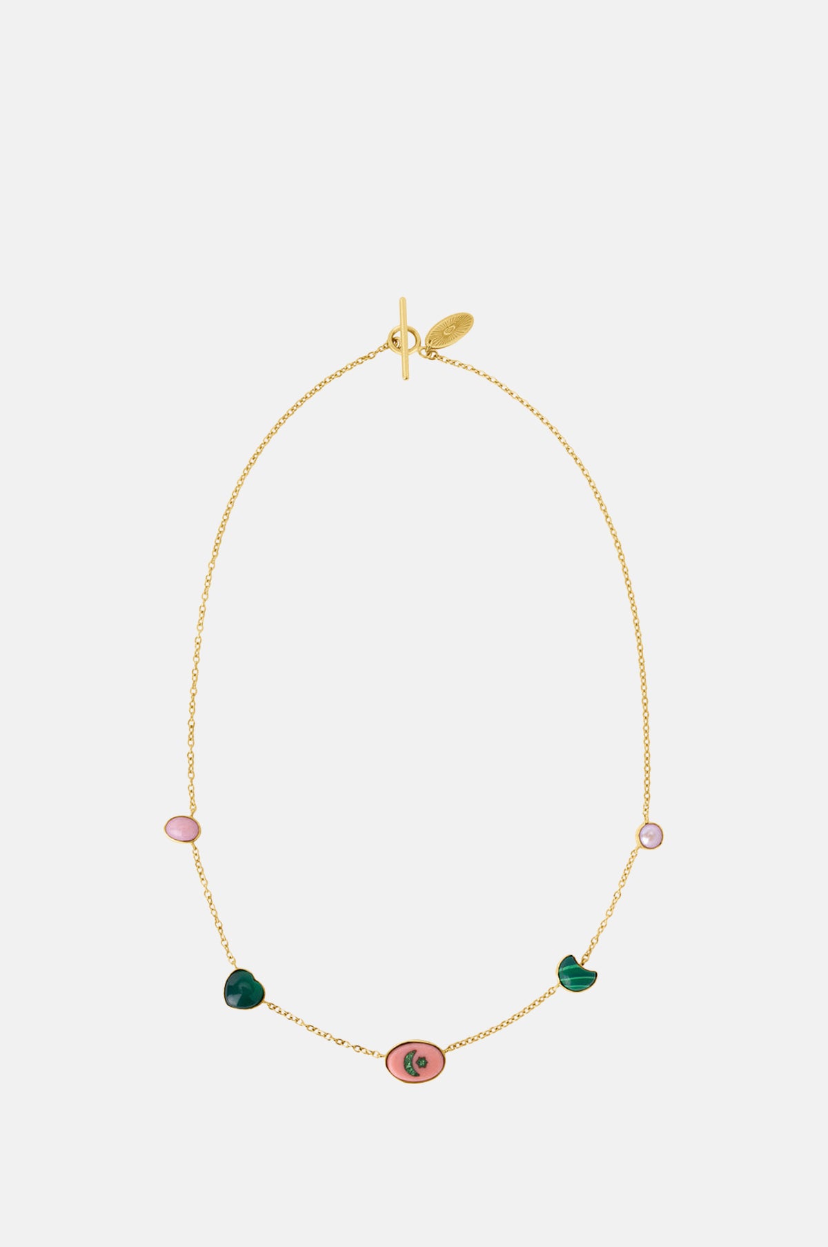 Grainne Morton Five Mini Charm Malachite Necklace.